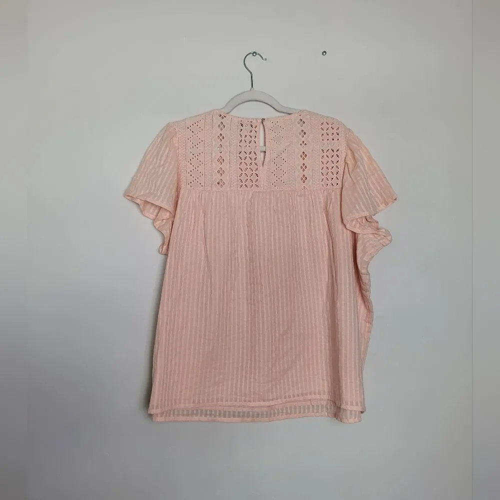 Ella Moss Pink Blouse Top Plus Size XXL Lace Cottagecore Flounce Romantic Girly - Picture 9 of 12